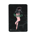Card with a mermaid design and 'Merfolk' text on a black background